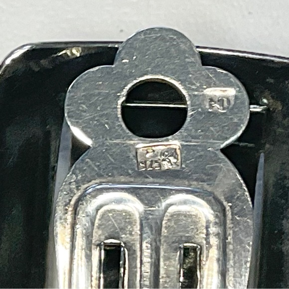 Vintage Sterling Silver Modernist Clip Earrings Poland Hallmarked - Picture 6 of 7